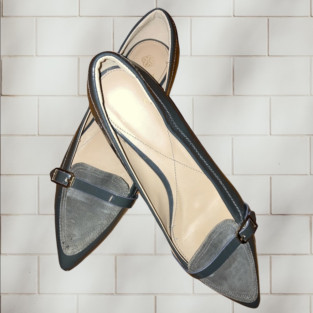Isola Gray Patent leather & Suede Flats